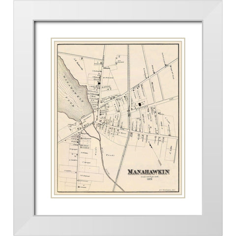 Manahawkin New Jersey Landowner - Woolman 1878 White Modern Wood Framed Art Print with Double Matting by Woolman