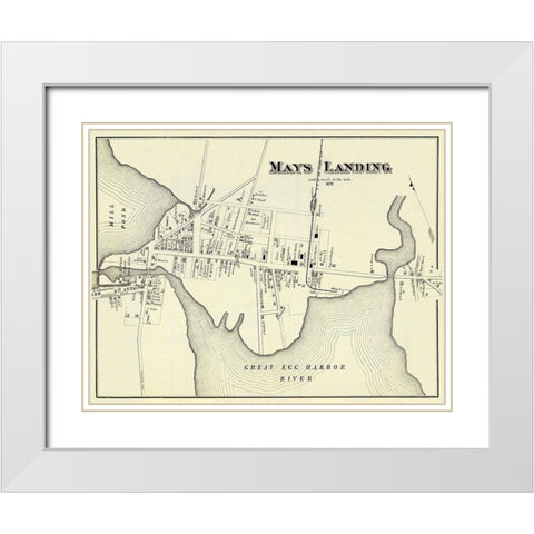 Mays Landing New Jersey Landowner - Woolman 1878 White Modern Wood Framed Art Print with Double Matting by Woolman