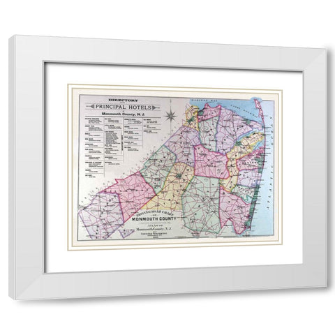 Monmouth New Jersey - Wolverton 1889 White Modern Wood Framed Art Print with Double Matting by Wolverton