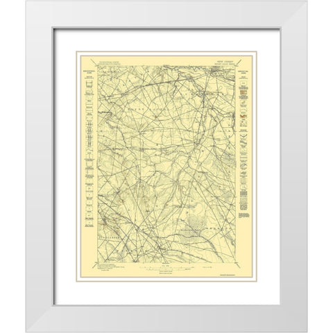 Mt Holly New Jersey Quad - USGS 1898 White Modern Wood Framed Art Print with Double Matting by USGS