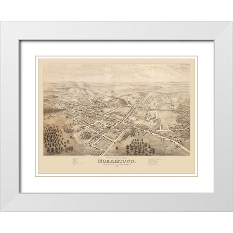 Morristown New Jersey -1876 White Modern Wood Framed Art Print with Double Matting by Unknown