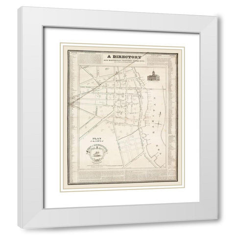 New Brunswick New Jersey - Marcelus 1829  White Modern Wood Framed Art Print with Double Matting by Marcelus