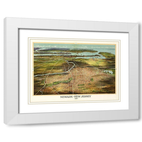 Newark New Jersey - Landis 1916  White Modern Wood Framed Art Print with Double Matting by Landis