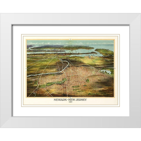 Newark New Jersey - Landis 1916  White Modern Wood Framed Art Print with Double Matting by Landis