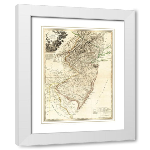 New Jersey - Faden 1778  White Modern Wood Framed Art Print with Double Matting by Faden