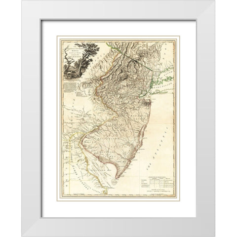 New Jersey - Faden 1778  White Modern Wood Framed Art Print with Double Matting by Faden