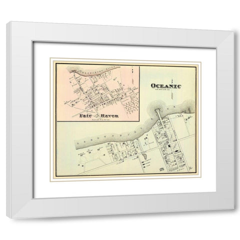 Oceanic, Fair Haven New Jersey Landowner White Modern Wood Framed Art Print with Double Matting by Woolman