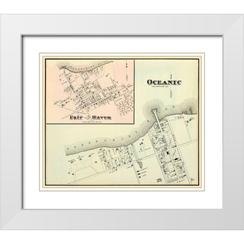 Oceanic, Fair Haven New Jersey Landowner White Modern Wood Framed Art Print with Double Matting by Woolman