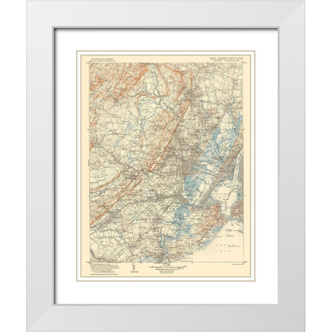 Passaic New Jersey New York Quad - USGS 1905 White Modern Wood Framed Art Print with Double Matting by USGS