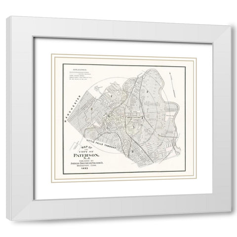 Paterson New Jersey - American Pub Co 1893  White Modern Wood Framed Art Print with Double Matting by American Pub Co
