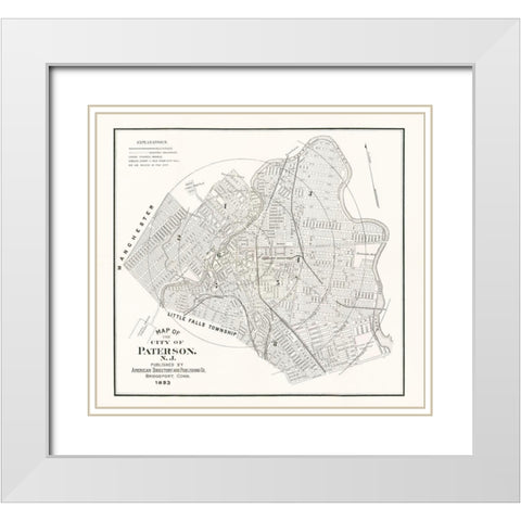 Paterson New Jersey - American Pub Co 1893  White Modern Wood Framed Art Print with Double Matting by American Pub Co