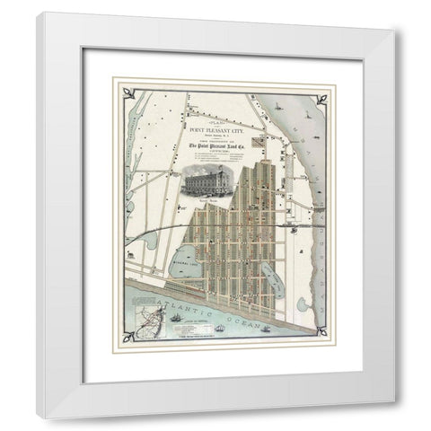 Point Pleasant New Jersey Landowner - 1880 White Modern Wood Framed Art Print with Double Matting by Land Co