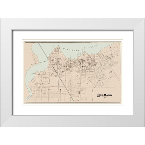 Red Bank New Jersey Landowner - Woolman 1878 White Modern Wood Framed Art Print with Double Matting by Woolman