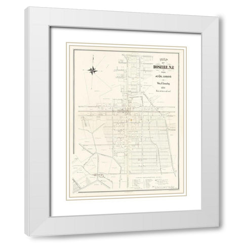 Roselle New Jersey - Lansley 1887  White Modern Wood Framed Art Print with Double Matting by Lansley