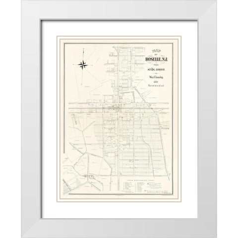 Roselle New Jersey - Lansley 1887  White Modern Wood Framed Art Print with Double Matting by Lansley