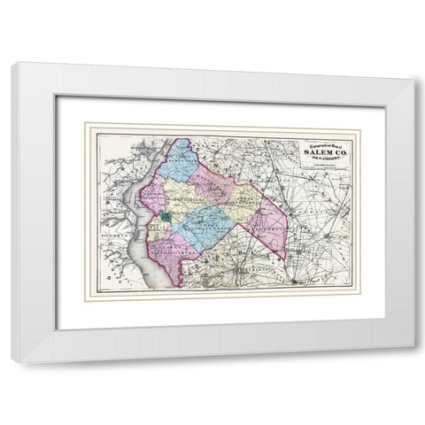 Salem New Jersey - Beers 1872 White Modern Wood Framed Art Print with Double Matting by Beers