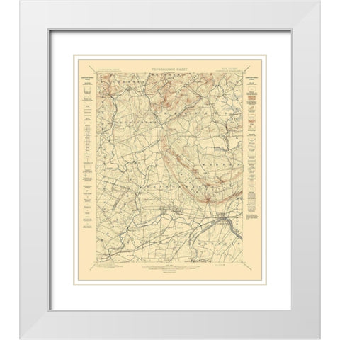 Somerville New Jersey Quad - USGS 1898 White Modern Wood Framed Art Print with Double Matting by USGS