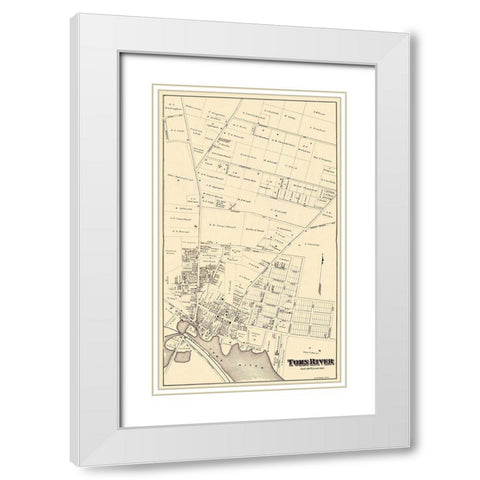 Toms River New Jersey Landowner - Irons 1878 White Modern Wood Framed Art Print with Double Matting by Irons
