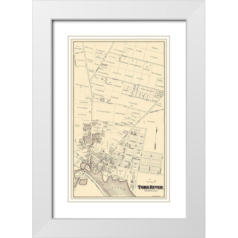 Toms River New Jersey Landowner - Irons 1878 White Modern Wood Framed Art Print with Double Matting by Irons