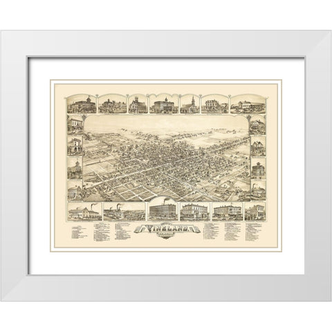 Vineland New Jersey - Bailey 1885  White Modern Wood Framed Art Print with Double Matting by Bailey