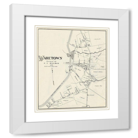 Waretown New Jersey Landowner - Woolman 1878 White Modern Wood Framed Art Print with Double Matting by Woolman