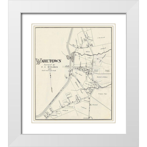 Waretown New Jersey Landowner - Woolman 1878 White Modern Wood Framed Art Print with Double Matting by Woolman