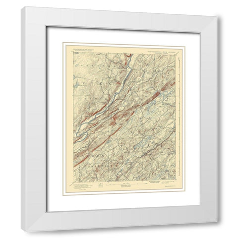 Wallpack Pennsylvania New Jersey Quad - USGS 1893 White Modern Wood Framed Art Print with Double Matting by USGS