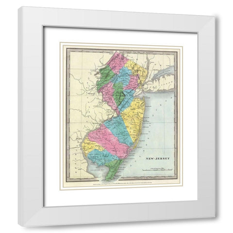 New Jersey - Burr 1835 White Modern Wood Framed Art Print with Double Matting by Burr