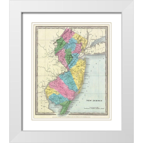 New Jersey - Burr 1835 White Modern Wood Framed Art Print with Double Matting by Burr