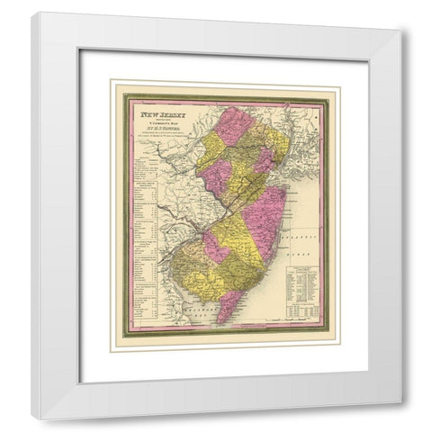 New Jersey - Mitchell 1846 White Modern Wood Framed Art Print with Double Matting by Mitchell