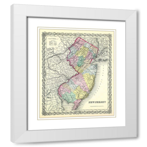 New Jersey - Colton 1856 White Modern Wood Framed Art Print with Double Matting by Colton