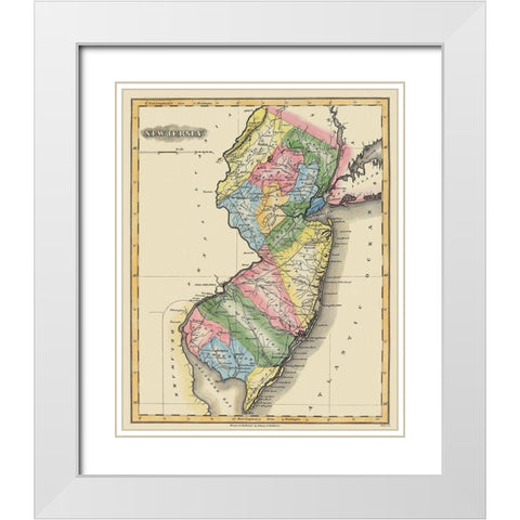New Jersey - Lucas 1823 White Modern Wood Framed Art Print with Double Matting by Lucas