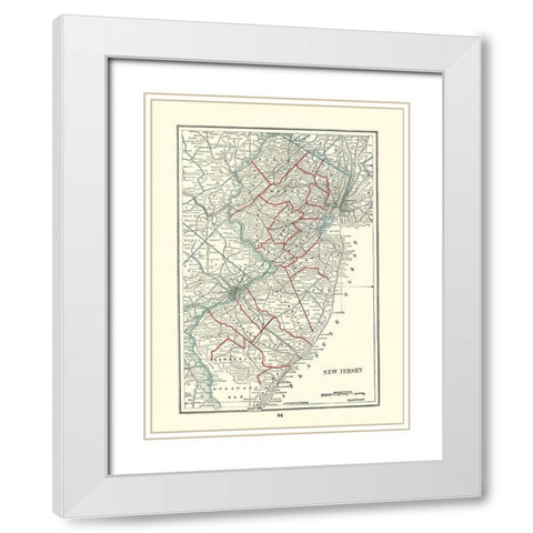 New Jersey - Rathbun 1893 White Modern Wood Framed Art Print with Double Matting by Rathbun