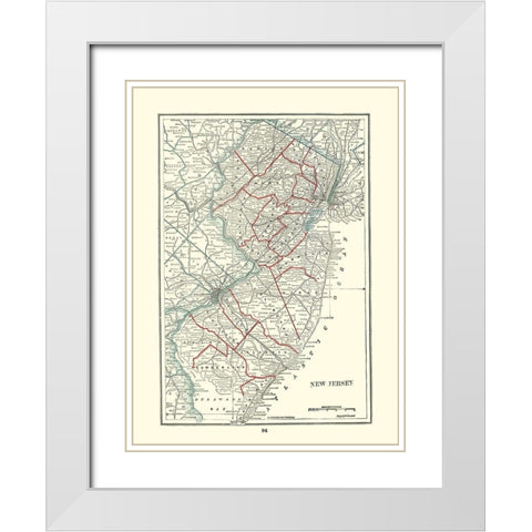 New Jersey - Rathbun 1893 White Modern Wood Framed Art Print with Double Matting by Rathbun