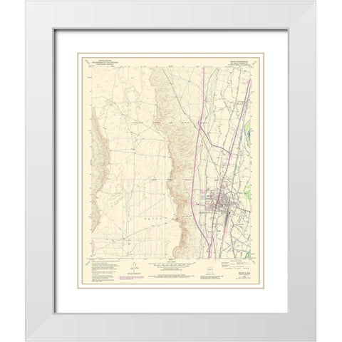 Belen New Mexico Quad - USGS 1952 White Modern Wood Framed Art Print with Double Matting by USGS