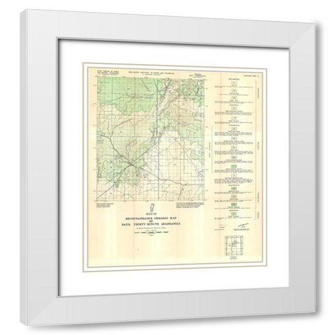 Datil Quad New Mexico Mines - Willard 1958 White Modern Wood Framed Art Print with Double Matting by Willard