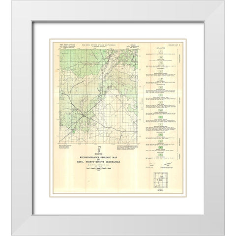Datil Quad New Mexico Mines - Willard 1958 White Modern Wood Framed Art Print with Double Matting by Willard