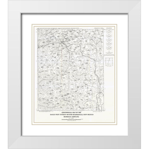 Eagle Nest Quad Bedrock New Mexico Mines White Modern Wood Framed Art Print with Double Matting by Clark