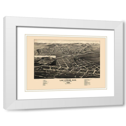 Las Vegas New Mexico - Stoner 1882 White Modern Wood Framed Art Print with Double Matting by Stoner