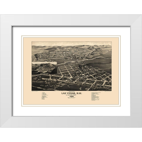 Las Vegas New Mexico - Stoner 1882 White Modern Wood Framed Art Print with Double Matting by Stoner