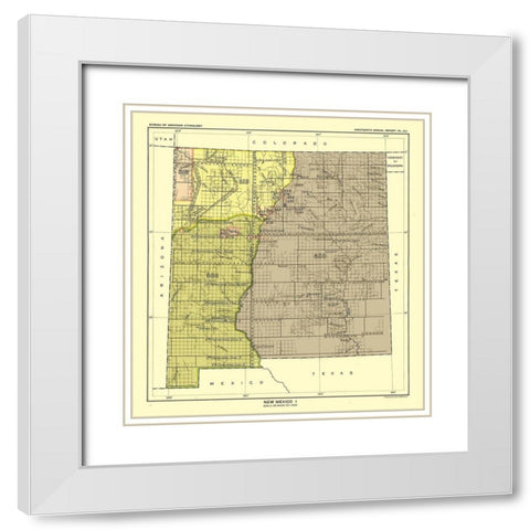 New Mexico - Hoen 1896 White Modern Wood Framed Art Print with Double Matting by Hoen