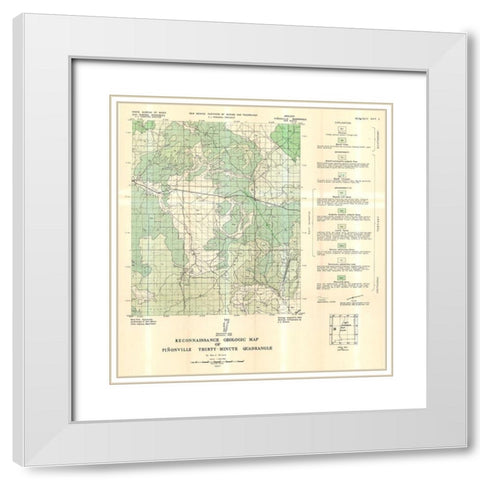 Pinonville Quad New Mexico Mines - Willard 1957 White Modern Wood Framed Art Print with Double Matting by Willard