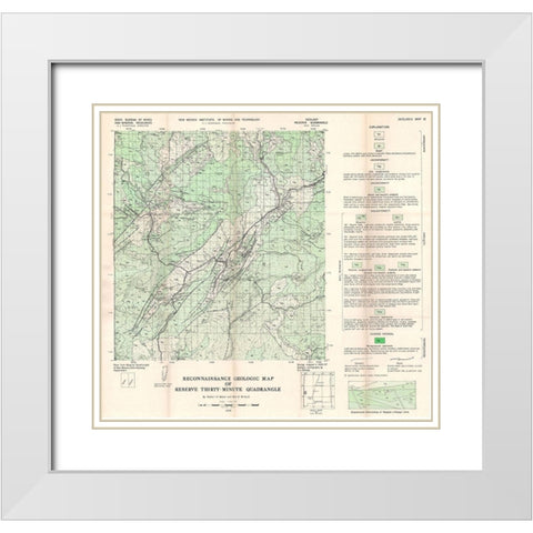 Reserve Quad New Mexico Mines - Willard 1956 White Modern Wood Framed Art Print with Double Matting by Willard