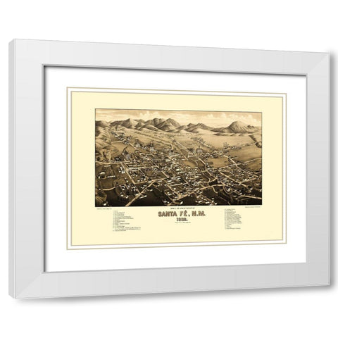 Santa Fe New Mexico - Stoner 1892 White Modern Wood Framed Art Print with Double Matting by Stoner