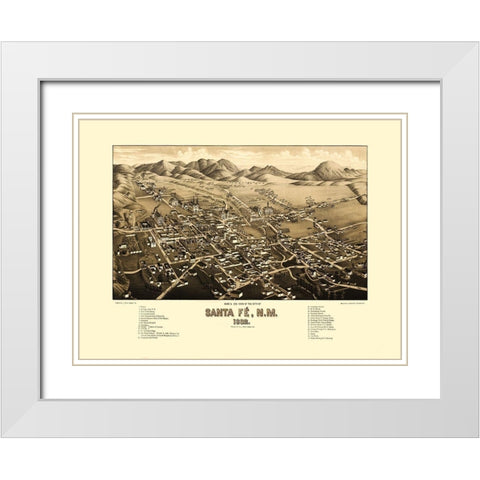 Santa Fe New Mexico - Stoner 1892 White Modern Wood Framed Art Print with Double Matting by Stoner