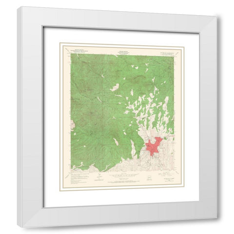 Silver City New Mexico Quad - USGS 1950 White Modern Wood Framed Art Print with Double Matting by USGS