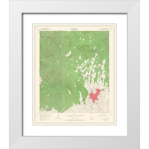 Silver City New Mexico Quad - USGS 1950 White Modern Wood Framed Art Print with Double Matting by USGS