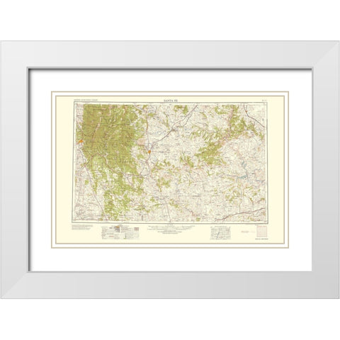 Santa Fe New Mexico Quad - USGS 1958 White Modern Wood Framed Art Print with Double Matting by USGS