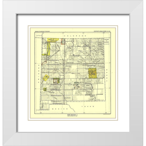 New Mexico - Santa Fe - Hoen 1896 White Modern Wood Framed Art Print with Double Matting by Hoen