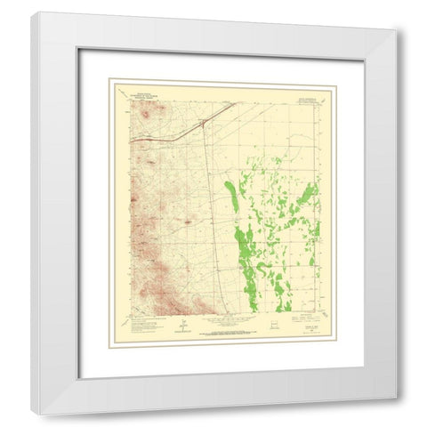 Steins New Mexico Quad - USGS 1965 White Modern Wood Framed Art Print with Double Matting by USGS